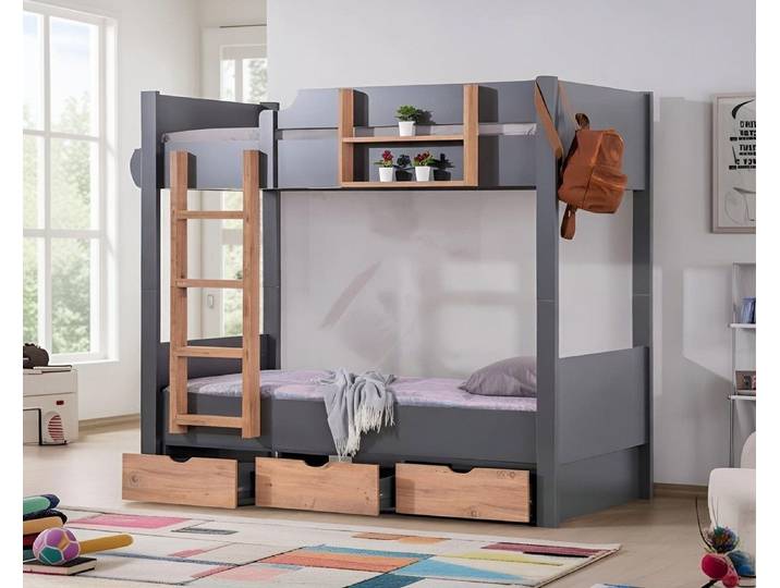 Xlmoebel Etagenbett Schickes Etagenbett für das Kinderzimmer mit Stauraum (Etagenbett, Etagenbett mit Stauraum), Made in Europa