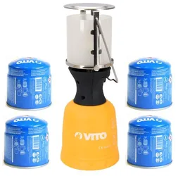 vitoGARDEN Gaslampe + 4 Gaskartuschen 190gr Durchstechbar Butan VITO