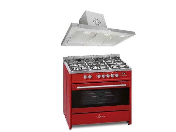 GURARI Gas-Standherd GCH E 911 R+GCH F 461 IS 9, Gas Elektro Standherd 90 cm/ Range Coocker + Dunstabzugshaube 90 cm
