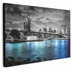 LEINWANDBILD New York - Skyline - Stadt - Blau Deko Schlafzimmer 30x20 cm