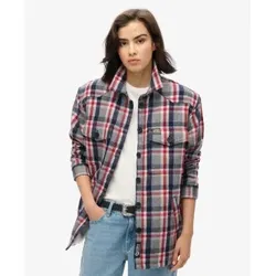 Superdry für Damen. W4010431A Überhemd Borg Check mehrfarbig (L), Lässig, Baumwolle, Langarm