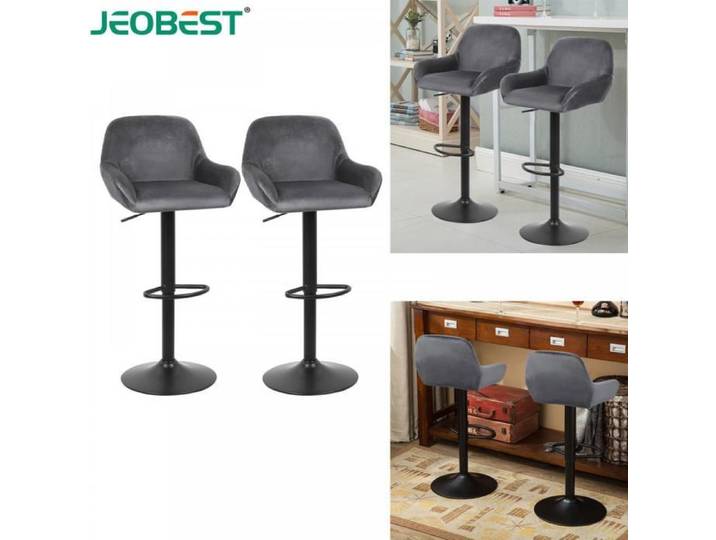 JEOBEST Tabouret de Bar Éponge Épaissie Intégrée Chaise de Cuisine Grande Assise - 50 X 40cm Set de 2 Hauteur réglable