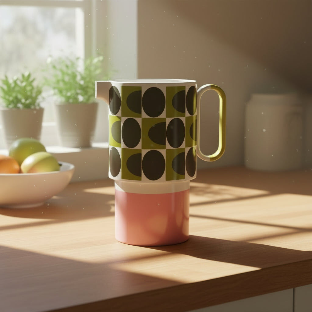 Orla Kiely 1.5 Litre Spot Square Oval Pitcher Jug - Pink