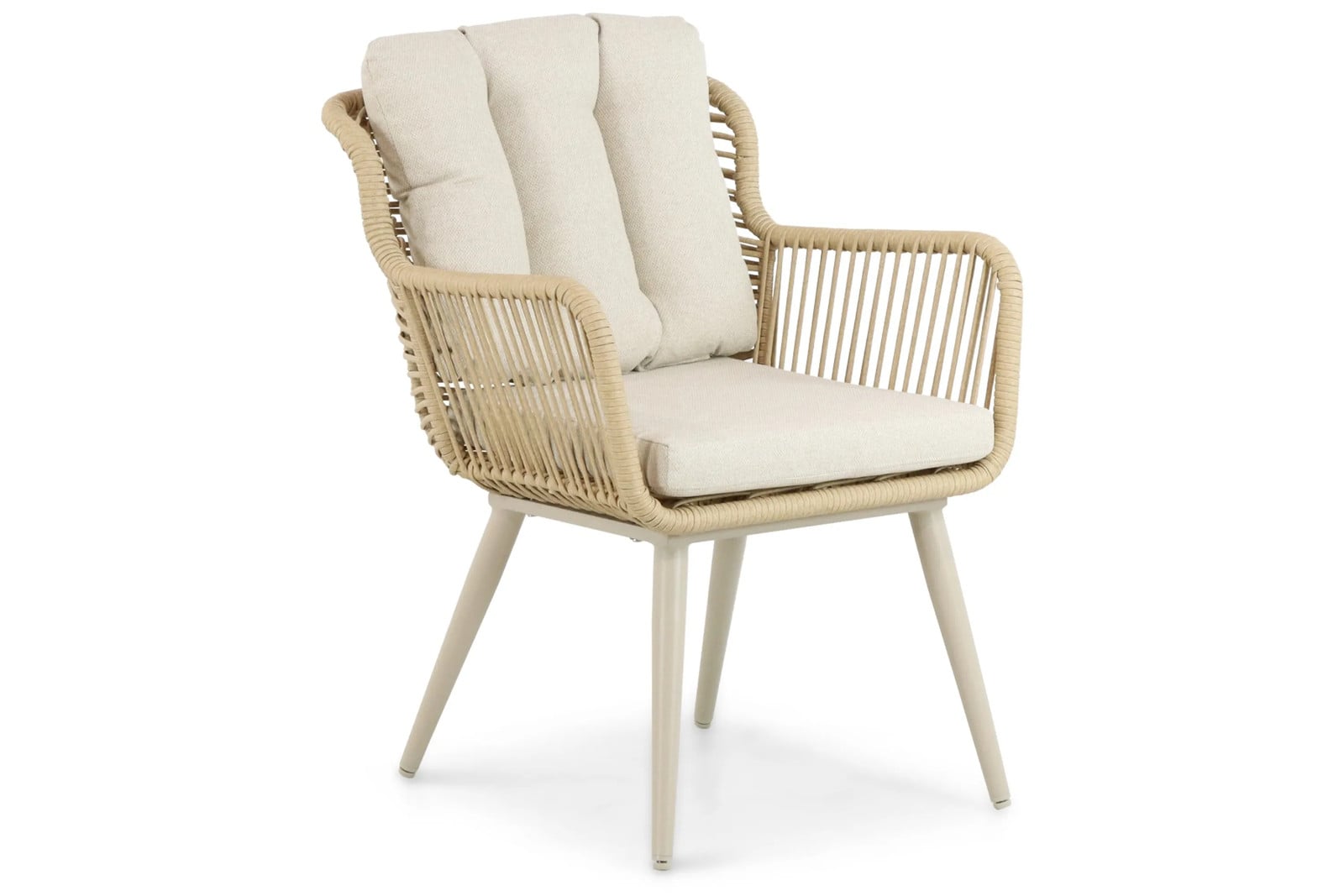 Coco Custa dining tuinstoel met armleuningen, beige outdoor fabric en aluminium onderstel