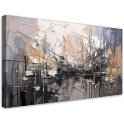 LEINWANDBILD Abstraktion Linien Grau 100x50cm