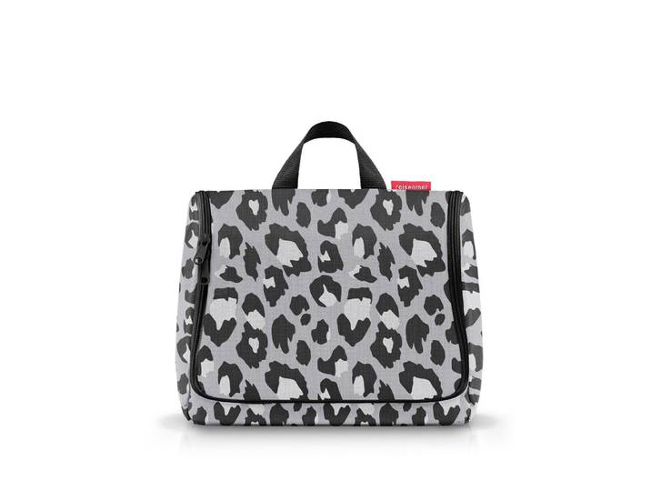 Kulturbeutel REISENTHEL toiletbag XL , grau (leo nero), B:28cm H:23cm T:10cm, Polyester, Taschen, Kulturbeutel, großes Hauptfach, Stecktaschen, Haken zum Aufhängen, Spiegel innen