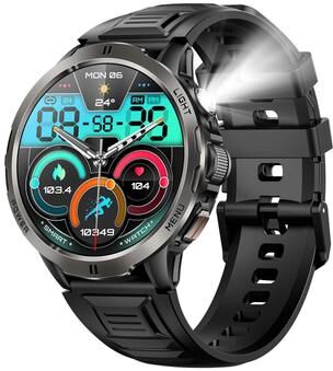 CaseAndConnect KT92 Smart Watch With 1.7 Inch TFT Display 3ATM Waterproof Long Battery Life black Roller