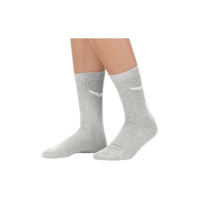 Socken TRIGEMA "TRIGEMA Sportsocken im Doppelpack", Mädchen, Gr. 35-38, grau (grau, melange), Baumwollmischung, Socken Socken