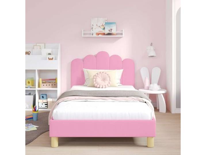 KTHLBRH Bettgestell, Rosa, 80 x 200 cm, technisches Holz Lattenrost inklusive, niedriges Design, einfache Montage, max. 140 kg