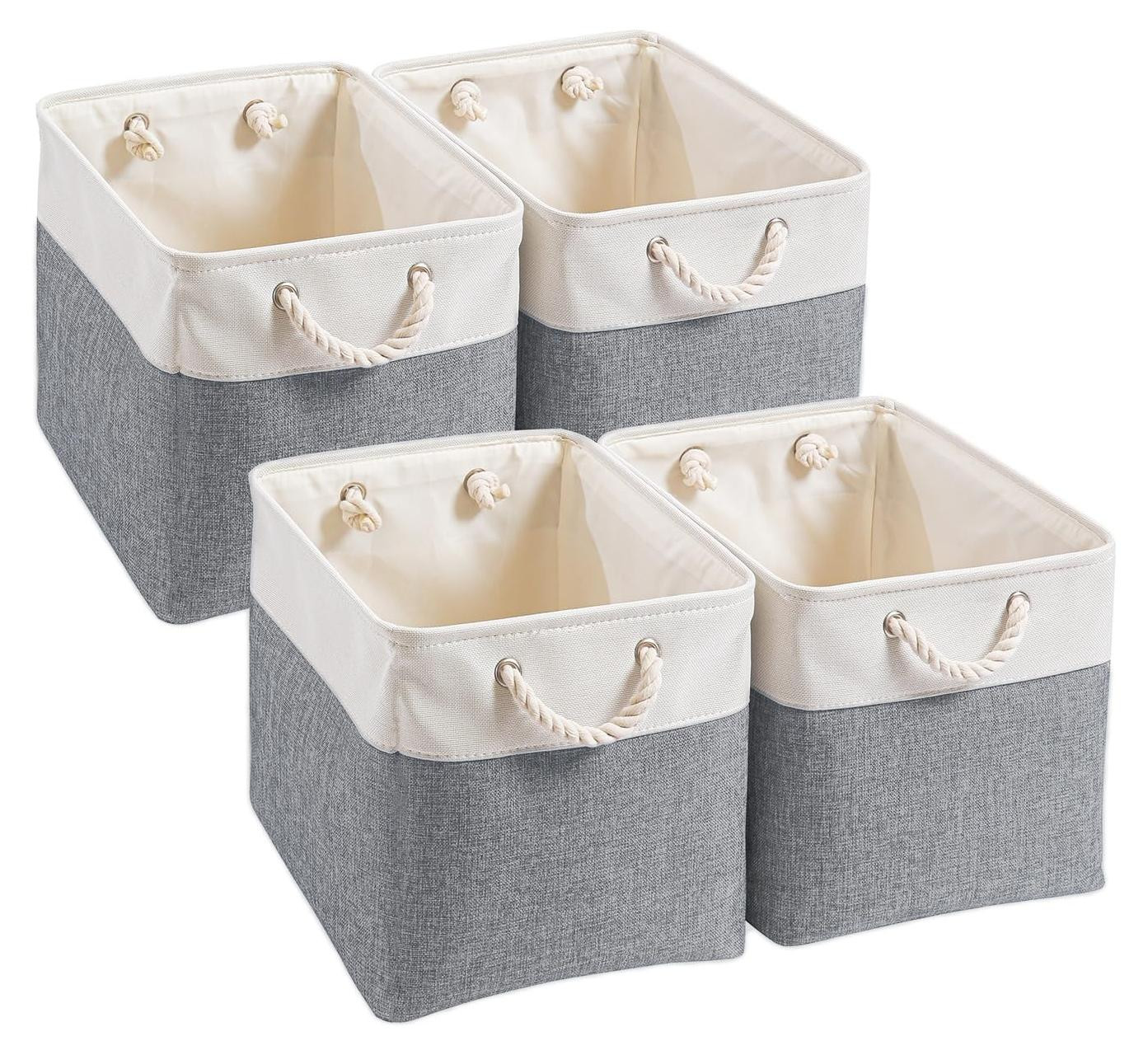 Dripio Set van 4 Opbergboxen voor Textiel, Grijs, Opvouwbaar