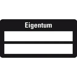 Aufkleber I Inventaretikett Eigentum, schwarz, Dokumentenfolie, selbstklebend, 60x30mm, 9/Bogen