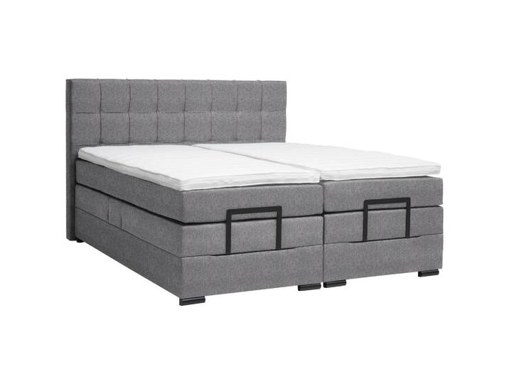 Moderano Boxspringbett, Hellgrau, Kunststoff, H3, 5-Zonen, 180x200 cm, Bettkasten, gepolstertes Kopfteil, Stoffauswahl, Topper geteilt, In verschiedenen Grössen erhältlich, Matratze geteilt, Schlafzimmer, Bett, Doppelbetten