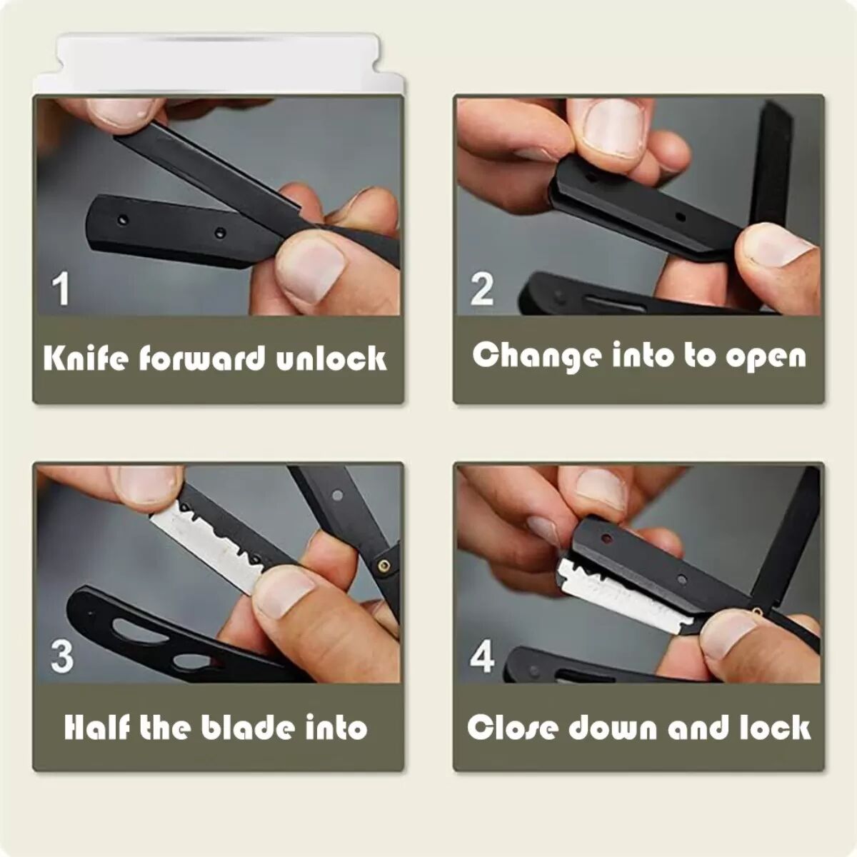 INF American Pattern Rasiermesser mit Skelett-Design & 10 Klingen Schwarz