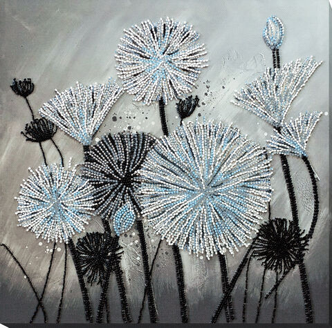 Perlen-Stickbild "Pusteblume abstrakt", 30 x 30 cm