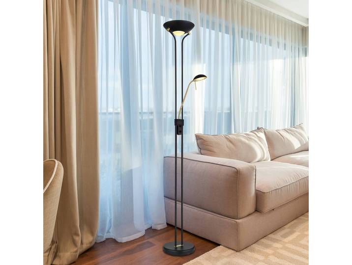 Globo LED Deckenfluter Leonas, dimmbar, schwarz, für Wohn- / Esszimmer, Metall, Modern