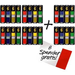 3M Post-it Index Haftstreifen, Mini, Verschiedene Farben, 11.9 mm x 43.2 mm, Promotion, 35 Haftstreifen/Spender, 4 Spender + 2 Gratis/Packung
