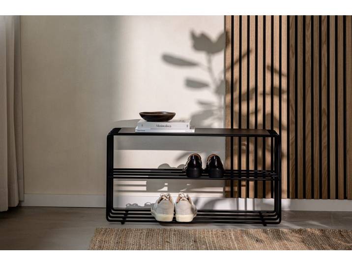 Schuhregal Neva – Metallregal mit Loft-Flair in vielen Farben - Schwarz - Luxusbetten24