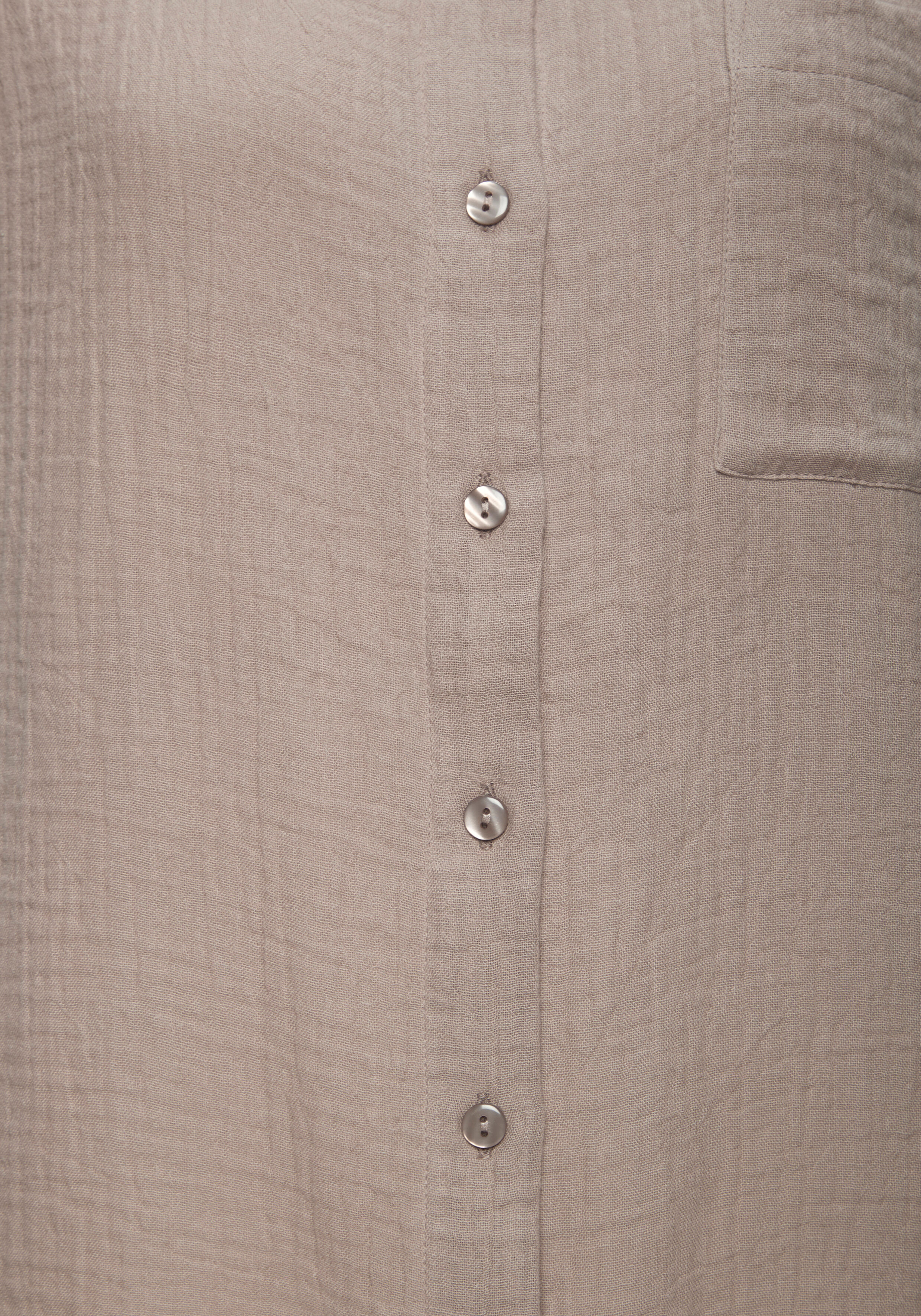 Kurzarmbluse BEACHTIME BY LASCANA "aus weicher Musselinware", Damen, Gr. 42, beige (taupe), Web;Musselin, Obermaterial: 100% Baumwolle, unifarben, figurumspielend hüftlang, Rundhals, Blusen Kurzarmbluse, Sommerliche Musselinbluse, Hemdbluse, leichte Somme