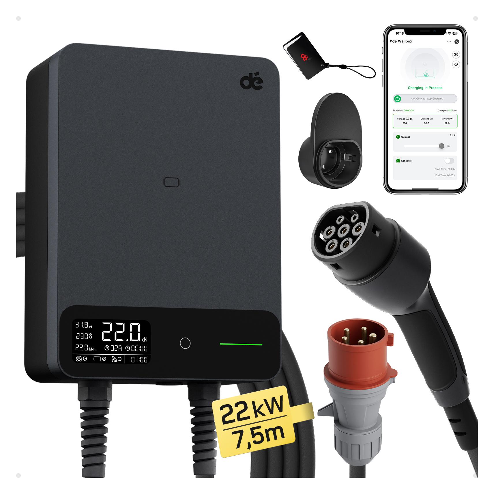 Dé 22-kW-Wallbox mit 7,5 m langem Kabel (APP-Version) (22 kW) (73427755)