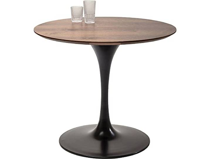 Kare Design Tisch Invitation Set, Schwarz,Braun, D90 cm, 2-4 Personen, Retro-Design, Rund, Platzsparend, Kleiner Küchentisch, Esszimmertisch, Holz-Optik, 76x90x90 cm (HxBxT)