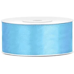 PartyDeco Satin Geschenkband hellblau 25m 25mm breit