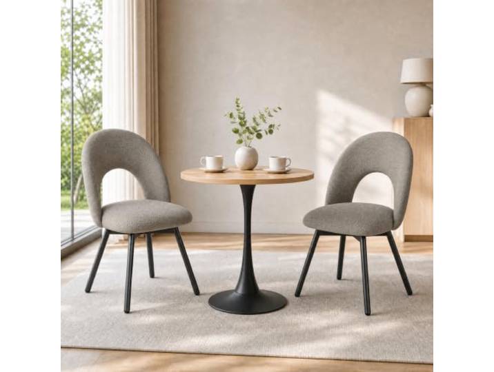 WAFTING Esszimmerstühle drehbar Polster Metallbeine 2er Set，Dunkelbraun 360° drehbar, dicker Leinenstoff mit luftdurchlässiger durchbrochener Rückenlehne, geeignet für Esszimmer, Küche, Wohnzimmer