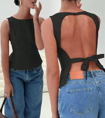 Inspire Picks Womens Backless Y2K Tank Top Knot Back Sleeveless Club Cami black s(us 4)