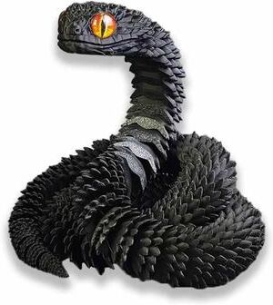 Inspire Select 3D Printed Articulated Snake Fidget Toy Movable Joint Desk Ornament & Stress Relief Gift (2025) black