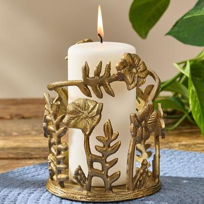 Split P Bloomington Floral Candleholder Gold , Gold