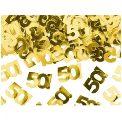 PartyDeco Konfetti Zahl 50 2x1cm 15g Zahlenkonfetti für Geburtstag Jubiläum goldene Hochzeit Streudeko Tischkonfetti Tischdeko Confetti Gold