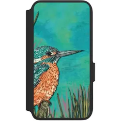Nivocase Klapphülle für Samsung Galaxy S22 Handyhülle aus Kunst Leder NIVOflip schwarz Malerei Tiere Vogel (Samsung Galaxy S22), Smartphone Hülle, Schwarz