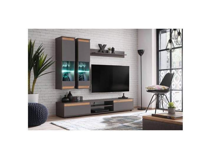 Ensemble meuble TV mural - ABW Modo - Gris