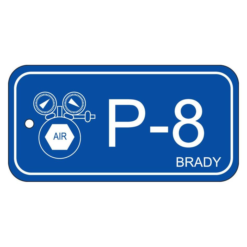 Brady B-7527, Polypropylen Schild, Energy Source Tag - Pneumatic, 75 x 38mm, Weiss auf Blau, Beschr (ENERGY TAG-P-8-75X38MM-PP/25)