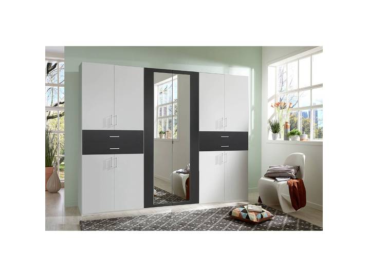 Drehtürenschrank Taiga 270cm Grau/Weiß/Alpinweiß/Anthrazit