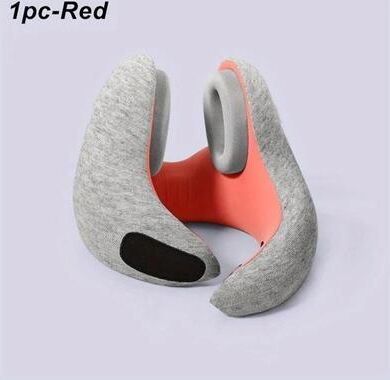 Uplifted Goods 3D Memory Foam Travel Neck Pillow With Ear Covers red