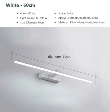 Inspire Essentials Waterproof LED Mirror Light Modern Bathroom Wall Lamp For Makeup white 60cm natural White