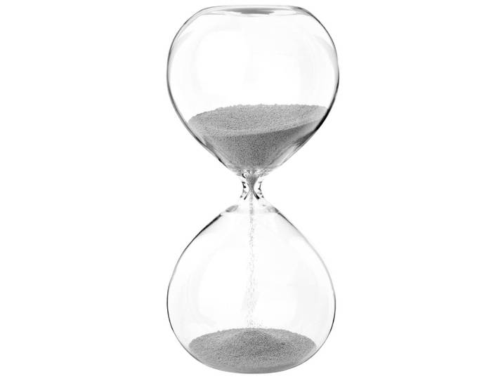 Sanduhr aus Glas, hellgrau