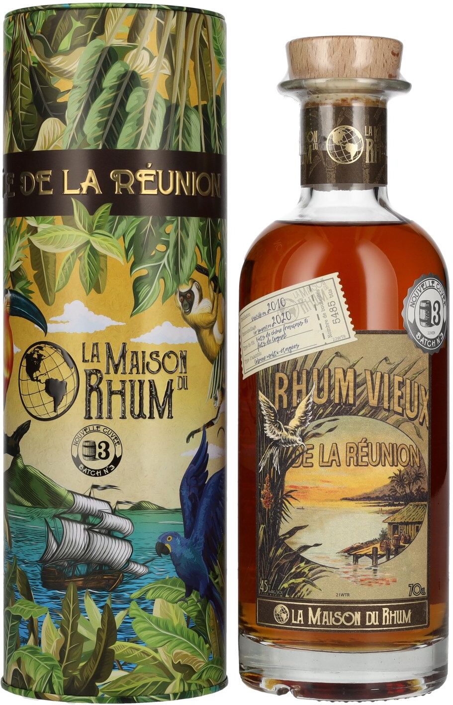 La Maison du Rhum LA RÉUNION 2010/2020 Batch N° 3 45% Vol. 0,7l in Tinbox