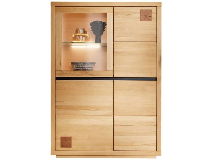 Lomadox Highboard WINCHESTER-69, Hochkommode Schrank Kommode 103 cm Buche massiv geölt Hirnholz-Detail