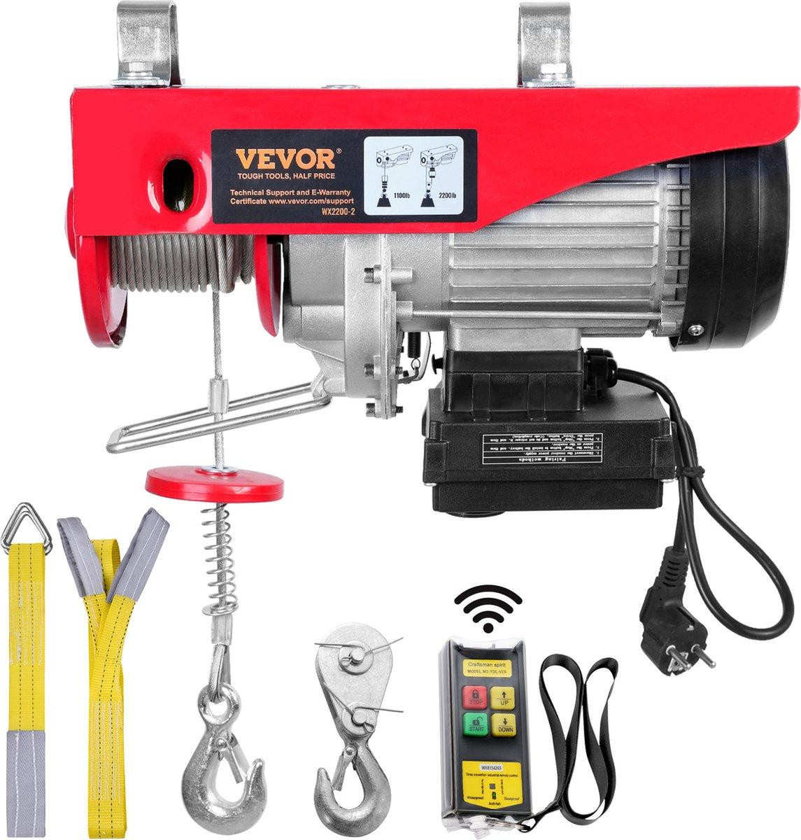 Selius Elektrische Lier 400kg tot 1000kg - 1600W Elektrische Takel met Draadloze Afstandsbediening en 12m Hefhoogte
