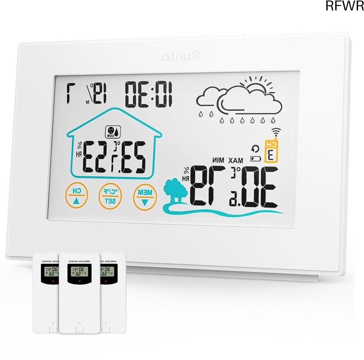 RFWR Draadloos Weerstation met 3 Buitensensoren en Touchscreen