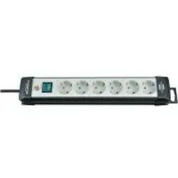Brennenstuhl Premium-Line 6-fach mit Schalter, schwarz/lichtgrau, 5 m