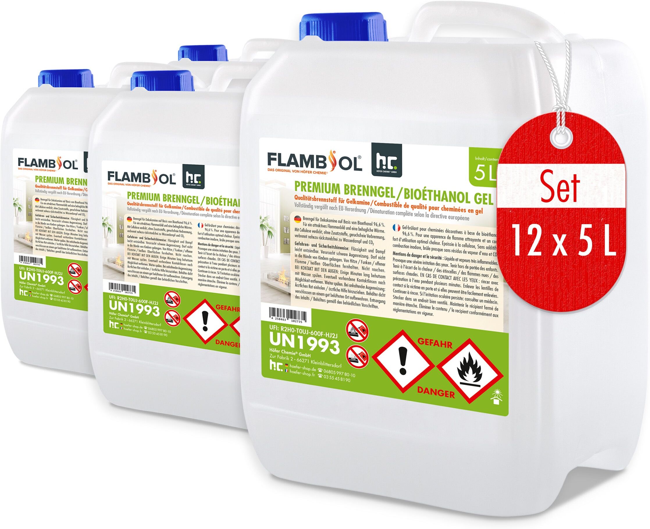 Höfer Chemie GmbH 48x 5 L  Gel combustible Premium