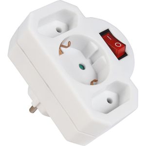 Böttcher-AG Steckdosenadapter weiß, mit Schalter, 1-fach Schuko, 2-fach Eurosteckdose