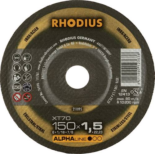 Rhodius 211095 Trennscheibe gerade 150mm Edelstahl, Stahl