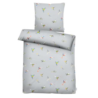 Bettwäsche APELT "Lola", grau, B/L: 135cm x 200cm, 1 Stk., 1 Stk., Satin (Bio-Baumwolle), B/L: 80cm x 80cm, Satin (Bio-Baumwolle), Obermaterial: 100% Baumwolle, Bettwäsche, Bettwäsche, Papageienmotiv