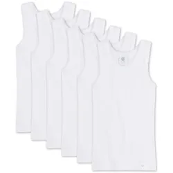 Sanetta Mädchen Unterhemd 6er Pack - Shirt o. Arme, Top, Cotton, einfarbig Weiß / 104