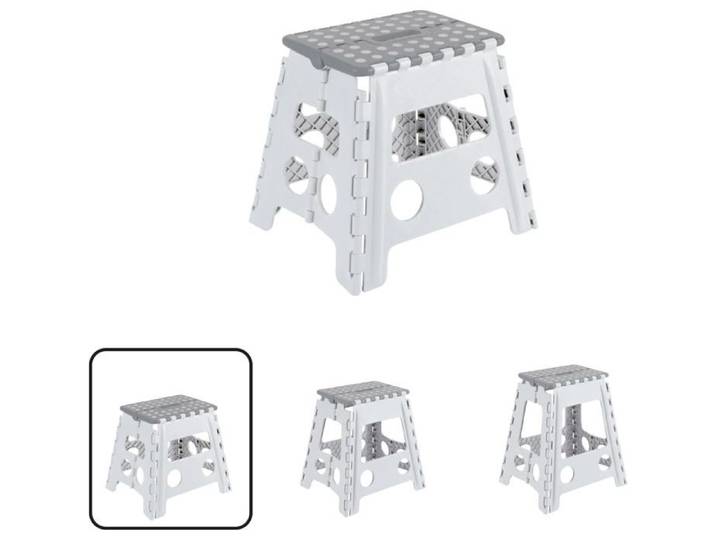 Tabouret Pliant 32 cm - Marchepied Adulte Enfant Antidérapant Cuisine Salle de Bain Camping - Portable Léger Robuste Blanc Gris