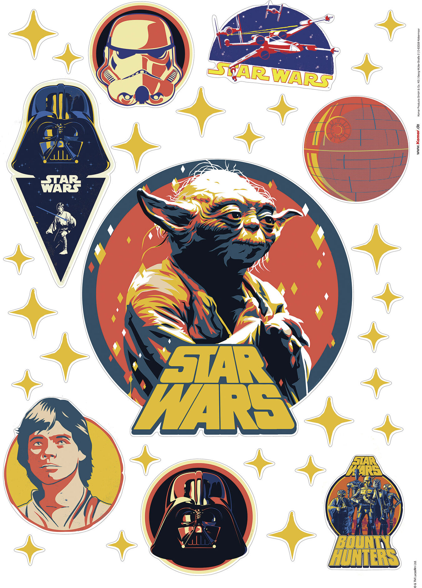 Wandtattoo KOMAR "Star Wars Bounty Hunters", gelb (gelb,rot), Disney, Folie, Wandtattoos, Wandtattoo, 50 x 70 cm (Breite x Höhe) - Kinderzimmer, Wandsticker gelb,rot Disney