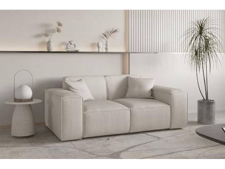 Sofa Designersofa CELES PREMIUM 2-Sitzer in Stoff Scala (Hellbeige)